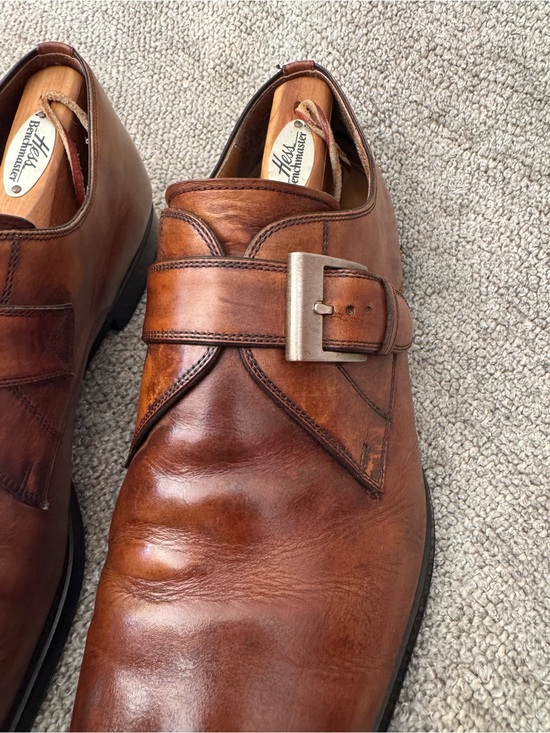 Magnanni Brown Leather Single Monk Strap Oxfords main image 13